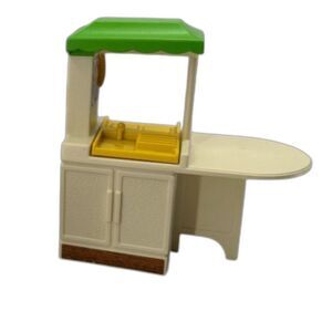 Little Tikes Vintage Dollhouse Furniture Kitchen Island green roof for dolls